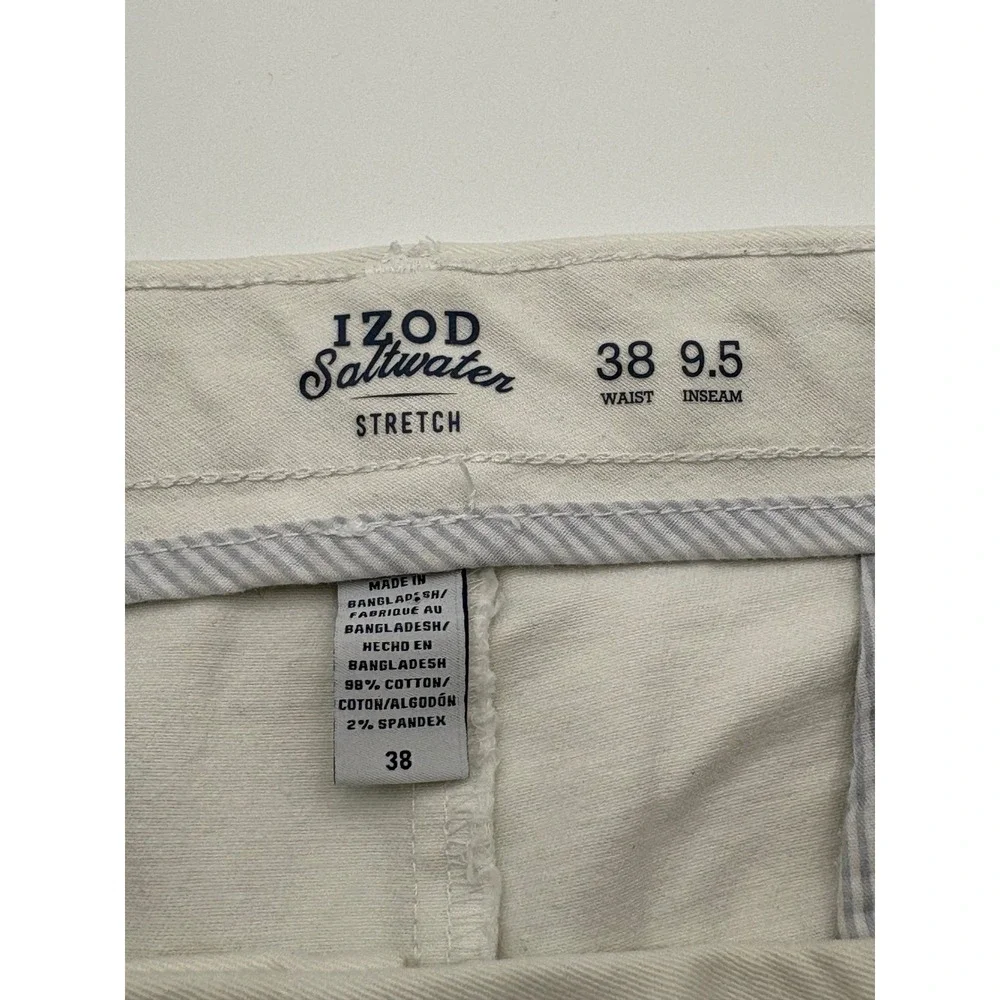 IZOD Saltwater Stretch Shorts Mens 38 White Whale Anchor Nautical Preppy Chino